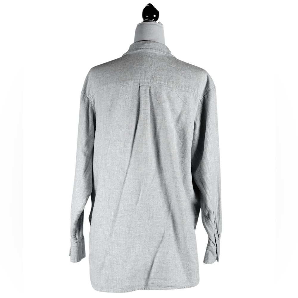 Gap Light Heather Grey Cotton Flannel Button-Down… - image 6